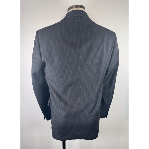 Ralph Lauren Blazer Black Hand Tailored Purple Label Stripe Suit Wool Jacket 41L - Picture 7 of 15